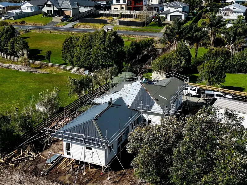 Finished corrugate reroof on a Riverhead villa, seen from above